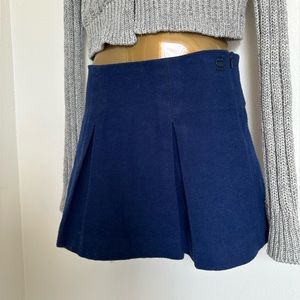 Navy blue wool blend skirt